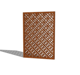 现代实木隔断su模型