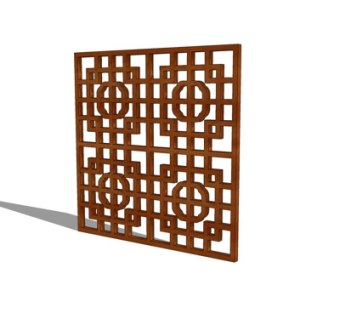 现代实木隔断su模型