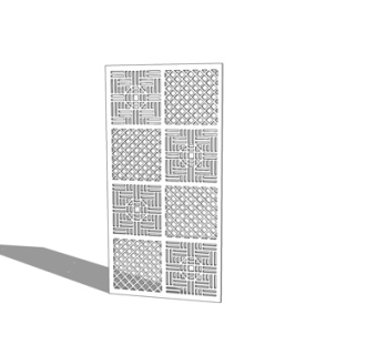 现代实木隔断su模型