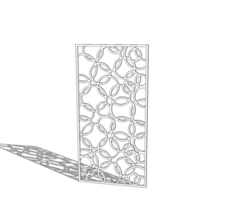 现代实木缕空隔断su模型