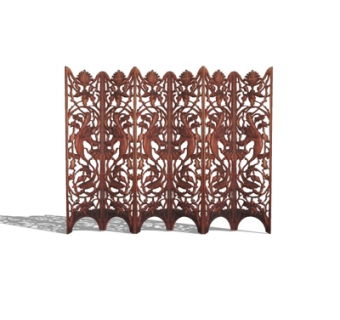 欧式金属屏风隔断su模型