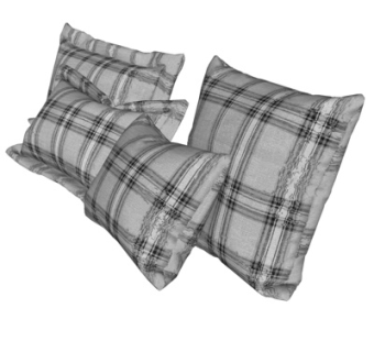 现代格子布艺枕头su模型