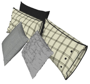 现代格子布艺枕头su模型