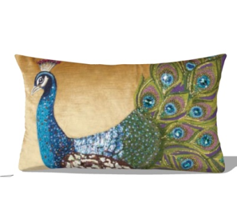 现代孔雀布艺枕头su模型