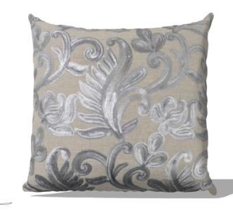 现代刺绣布艺抱枕su模型