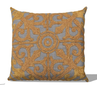 现代刺绣布艺抱枕su模型