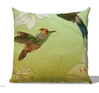 现代绣花抱枕su模型