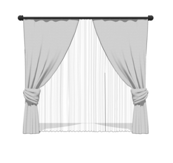 现代布艺窗帘su模型