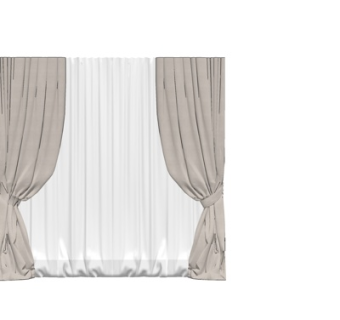 现代布艺窗帘su模型