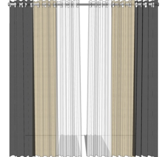 现代布艺窗帘su模型