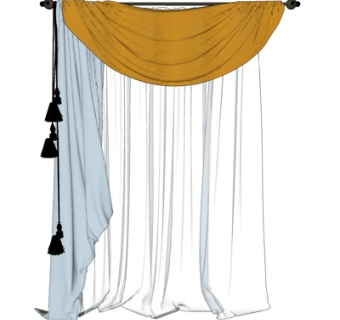 现代布艺窗帘su模型