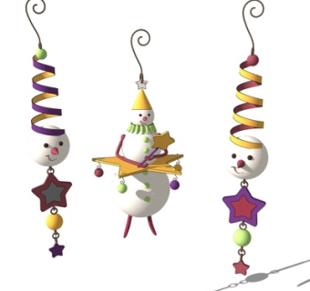 现代雪人装饰挂件su模型