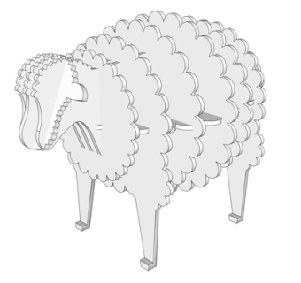 现代积木羊摆件su模型