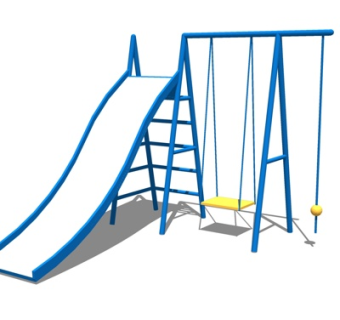现代儿童滑梯su模型