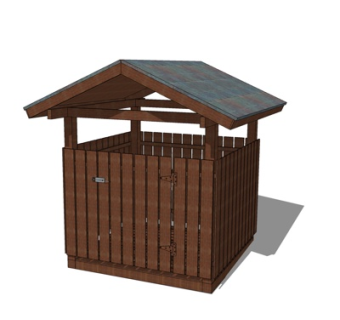 新中式户外垃圾桶su模型