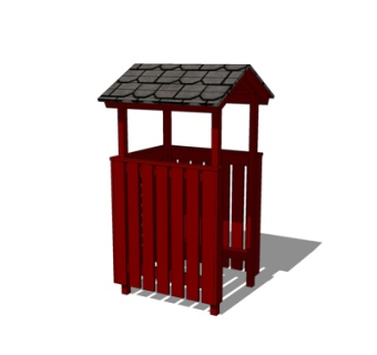 新中式户外垃圾桶su模型