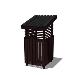 新中式户外垃圾桶su模型