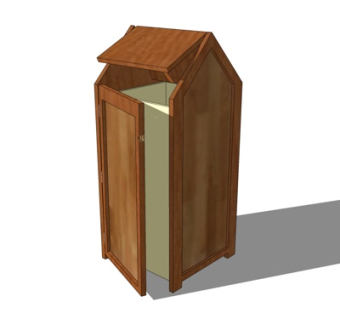 新中式户外垃圾桶su模型