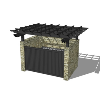 新中式户外垃圾桶su模型