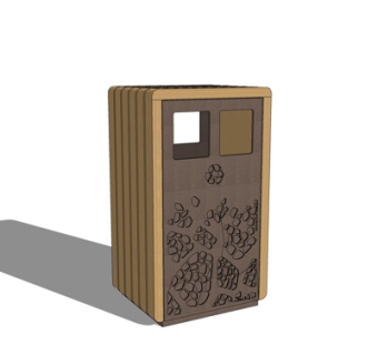 新中式户外垃圾桶su模型