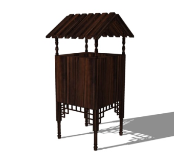 新中式户外垃圾桶su模型