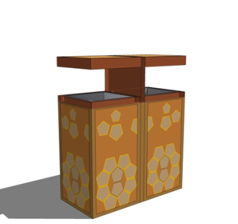 新中式户外垃圾桶su模型