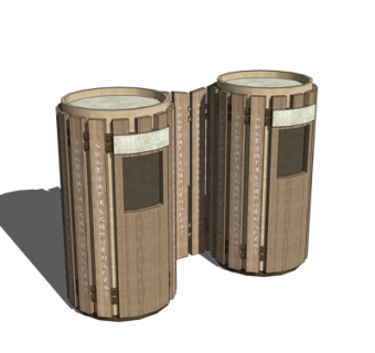 新中式户外垃圾桶su模型