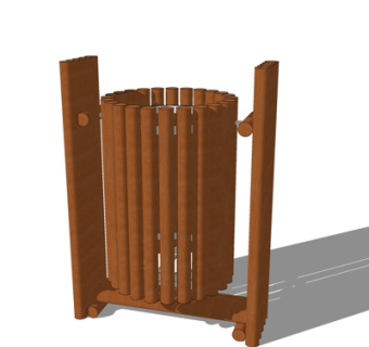 新中式户外垃圾桶su模型