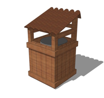 新中式户外垃圾桶su模型