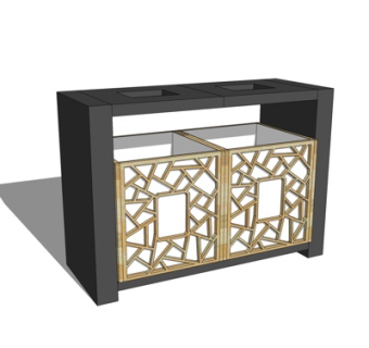 新中式户外垃圾桶su模型