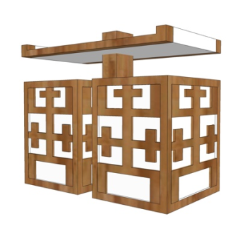 新中式户外垃圾桶su模型