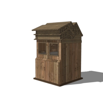 新中式户外垃圾桶su模型