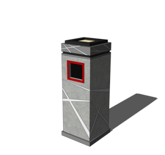 新中式户外垃圾桶su模型