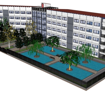 现代办公楼外观su模型