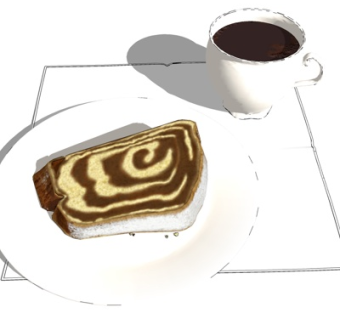 现代咖啡面包su模型