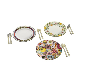 现代彩绘碟子餐具su模型
