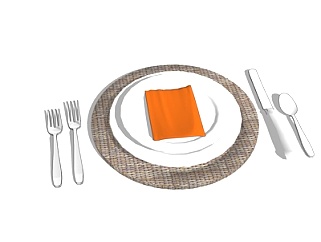 现代餐盘餐具su模型