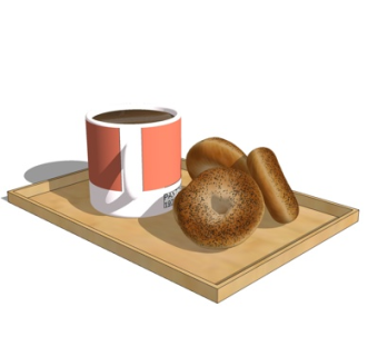 现代咖啡面包su模型