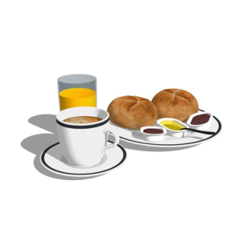 现代咖啡面包su模型