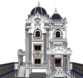 法式独栋别墅su模型