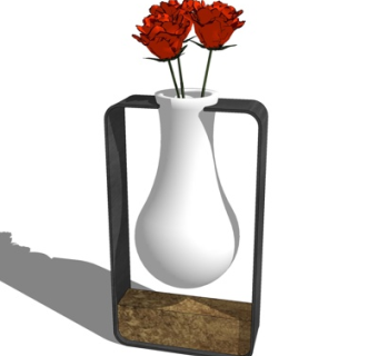 现代花瓶花卉su模型