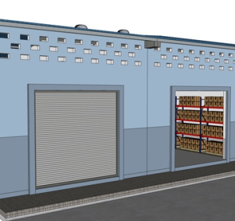 现代库房su模型