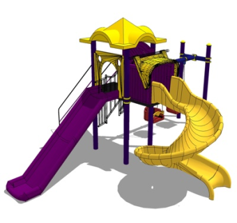 现代儿童滑梯su模型