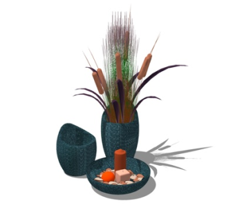 现代花瓶花卉su模型