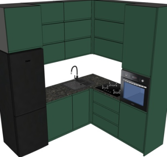 现代实木橱柜su模型