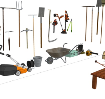 现代农具工具su模型