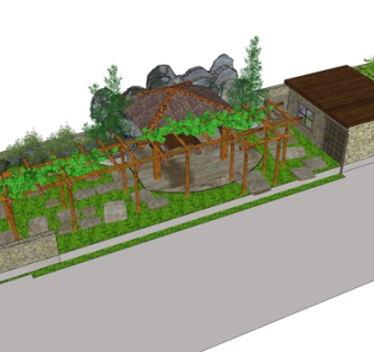 自然风凉亭su模型