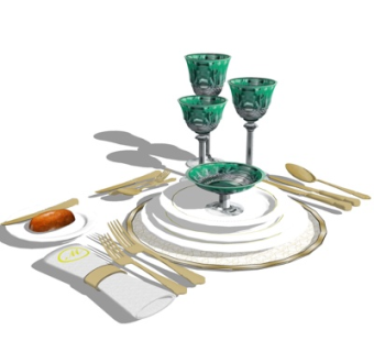 现代餐具su模型