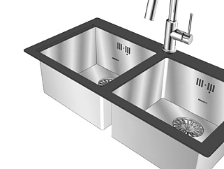 现代金属水槽洗碗槽su模型