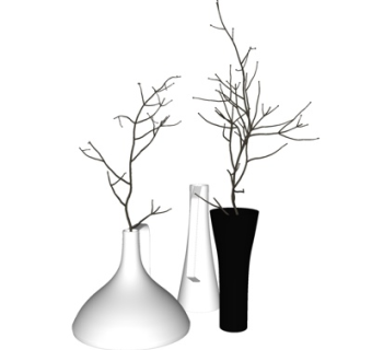 现代枯枝花瓶su模型